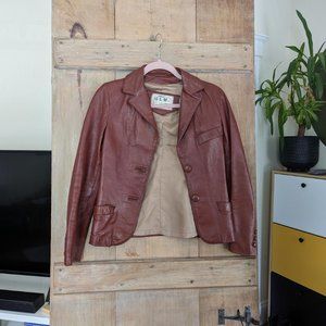 Vintage Brown Leather Coat / Blazer